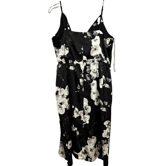 NWT Worthington Industries Midi Slip Dress XL V Neck Back Zip Black White Floral - Picture 9 of 14